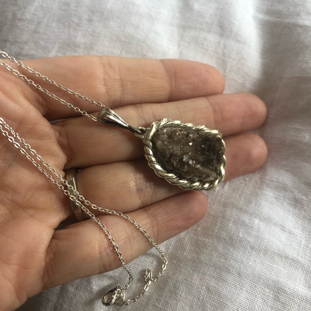 Solid Sterling Silver Crystal Necklace - image 8